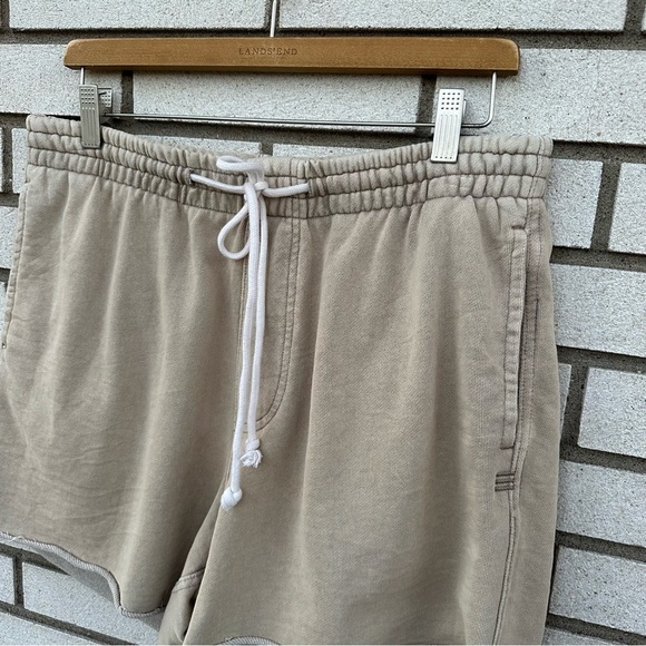 BDG Bonfire Cutoff Shorts Sweatshort Light Sand Beige Casual Drawstring Elastic - Picture 2 of 12